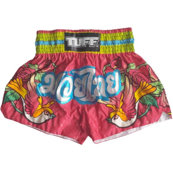 Tuff Thai Boxing Muay Thai Shorts, Women's Small | pink, swallow, old school - Picture 6 of 6